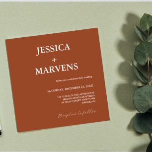 Burnt Orange Terracotta Rust Wedding invitation