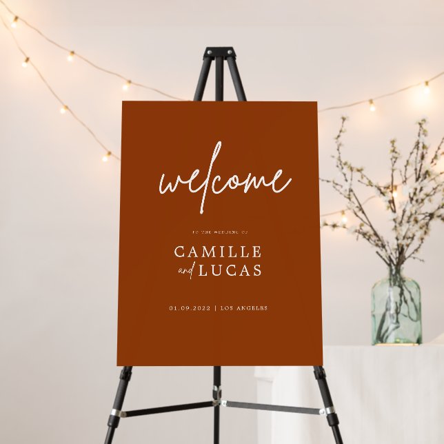 Burnt Orange Terracotta Rust Wedding Welcome sign (In Situ (Stand))