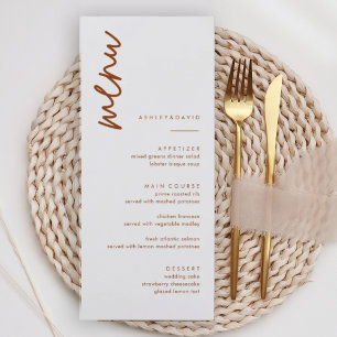 Burnt Orange Terracotta Wedding Menu Cards