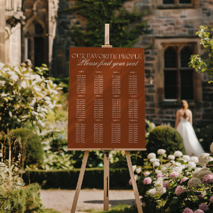 Burnt Orange Terracotta Wedding Seating Charts Foam Board