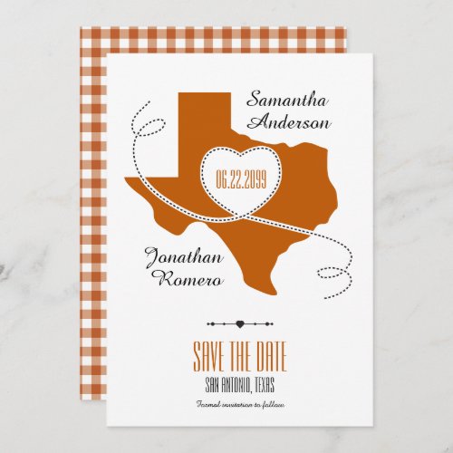 Burnt Orange Texas Curling Ribbon Save the Date