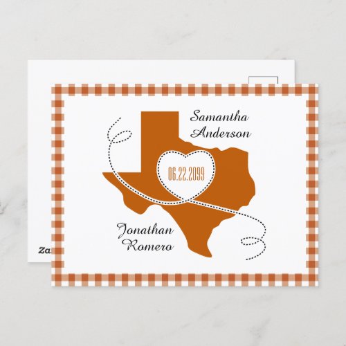 Burnt Orange Texas Curling Ribbon Save the Date Postcard