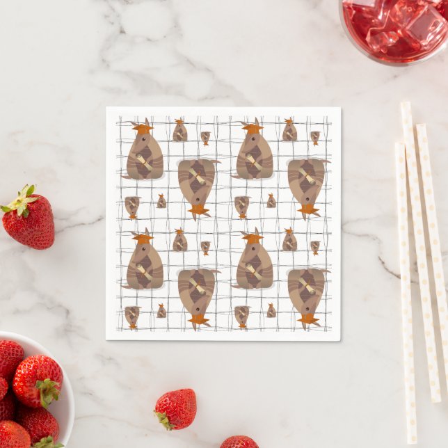 Burnt Orange Texas Graduate Armadillo Napkins (Insitu)