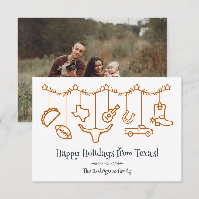 Burnt Orange Texas Holiday Hanging Icons (Front/Back)