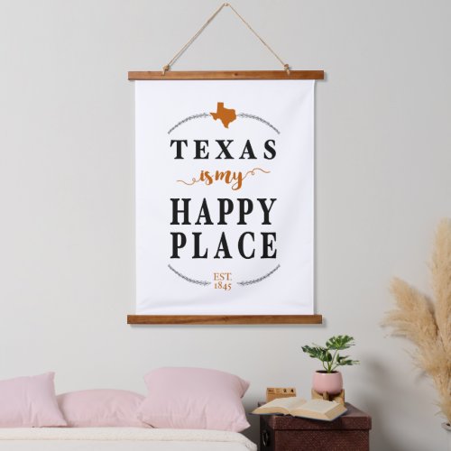 Burnt Orange Texas is My Happy Place Hanging Tapestry