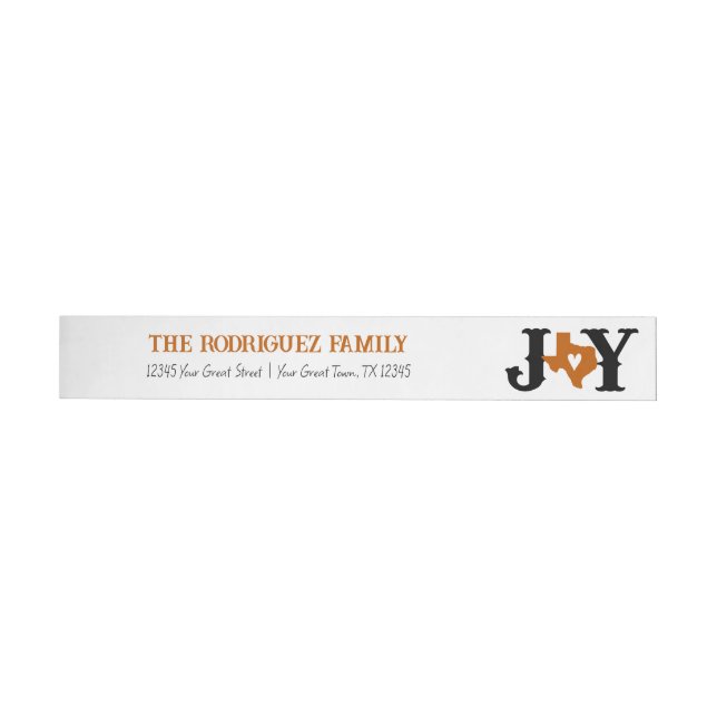 Burnt Orange Texas JOY Holiday Wrap Around Label (Individual)