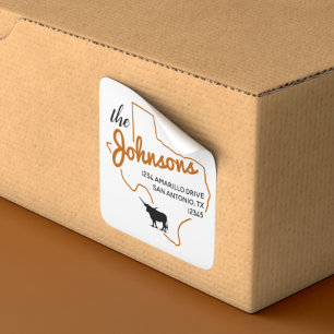 Burnt Orange Texas Longhorn Family Address Label
