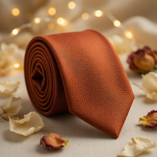 Burnt Orange Textured Rich Terracotta Neck Tie