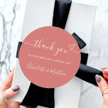 Burnt orange thank you heart wedding classic round sticker<br><div class="desc">A burnt orange,  dusty earth colored background.  With the text: Thank you for sharing our special day,  with a small heart.   Personalize and add your names.</div>