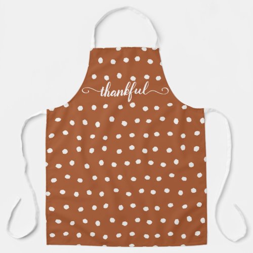 Burnt Orange Thankful Polka Dot Apron