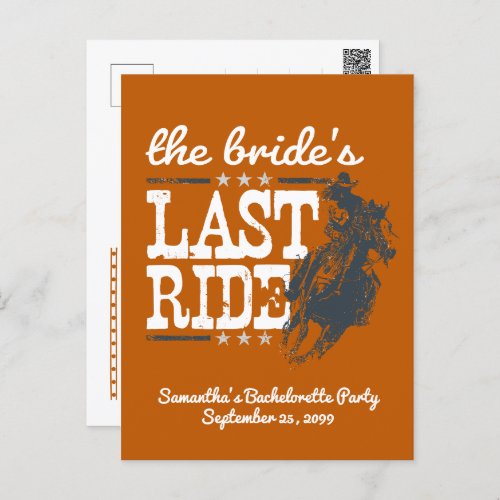 Burnt Orange The Brides Last Ride Postcard