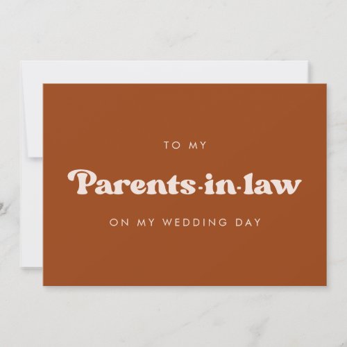 Burnt orange To my parents_in_law wedding day card