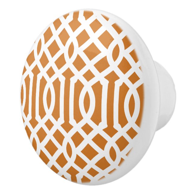 Burnt Orange Trellis Ceramic Knob (Right)