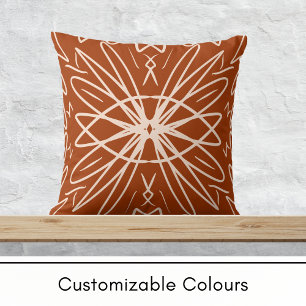 Burnt Orange Tribal Style Boho Throw Pillow