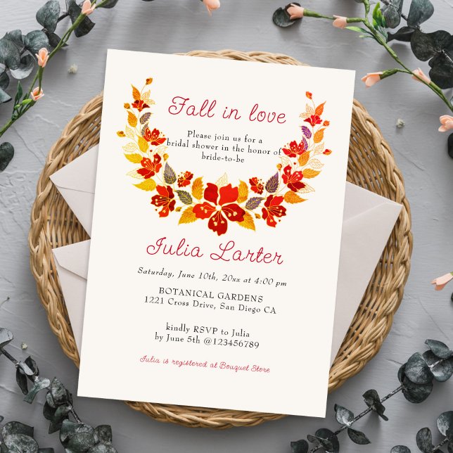 Burnt Orange Tropical Hibiscus Bridal Shower Invitation (Creator Uploaded)