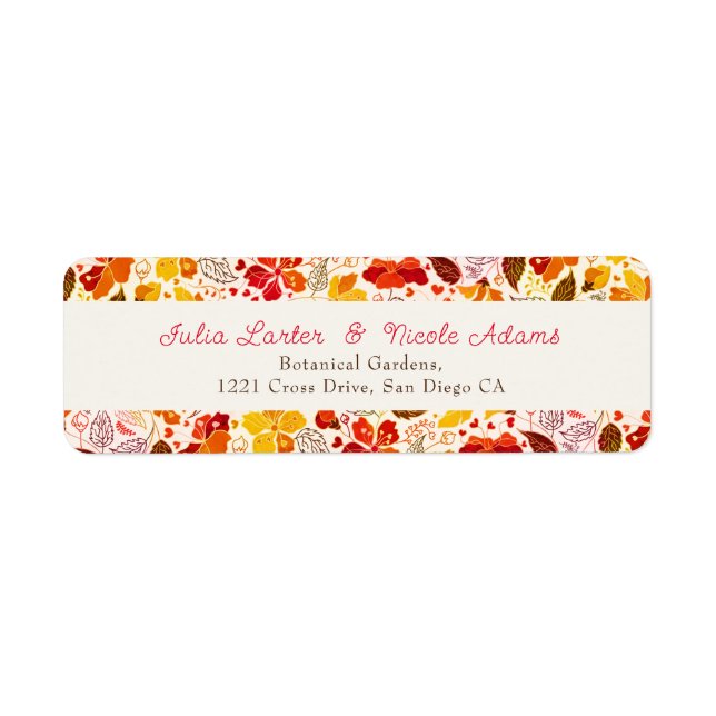 Burnt Orange Tropical Hibiscus Florals Wedding Label (Front)