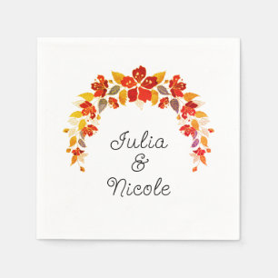 Burnt Orange Tropical Hibiscus Florals Wedding Napkins