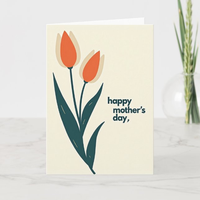 Burnt Orange Tulip Mothers Day Card (Front)