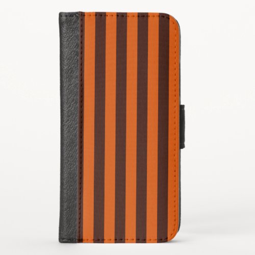 Burnt Orange Vertical Stripes Retro Style iPhone X Wallet Case