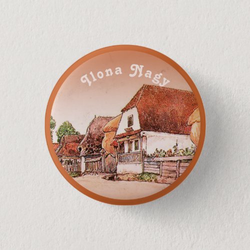 Burnt Orange Vintage Village of Hungary Button