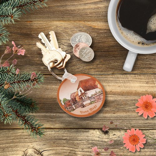 Burnt Orange Vintage Village of Hungary Keychain