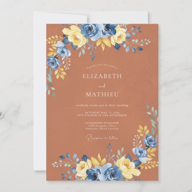 Burnt Orange Vivid Autumn Wedding Invitation (Front)