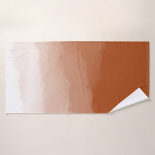  Burnt Orange Watercolor Ombre Bath Mat Towel Set