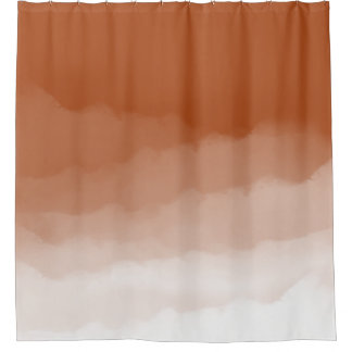 Burnt Orange Watercolor Ombre Shower Curtain