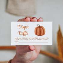 Burnt Orange Watercolor Pumpkin Diaper Raffle Enclosure Card