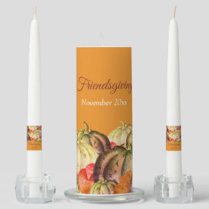 Burnt Orange Watercolor Pumpkin Friendsgiving Unity Candle Set