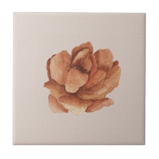 Burnt Orange Watercolor Rose on Taupe 