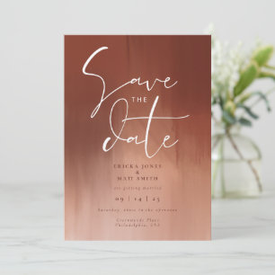 Burnt Orange Watercolor Save the Date Wedding Invitation