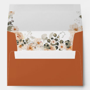 Burnt Orange Wedding Envelope with Return Address