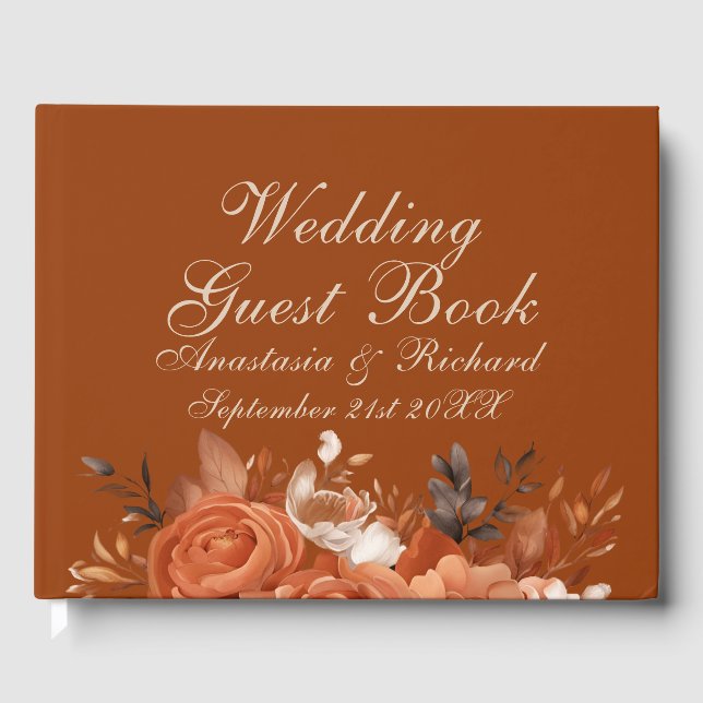 Burnt Orange Wedding Guest Book (Front)