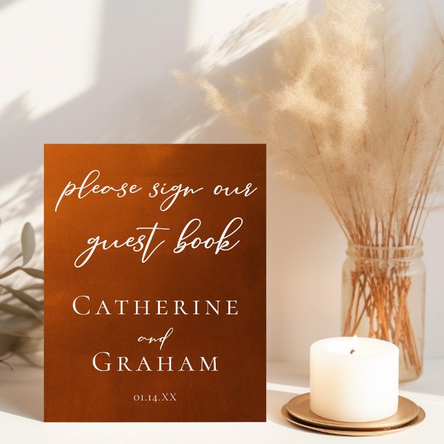Burnt Orange Wedding Guest Book Foam Board Sign (Creator Uploaded)