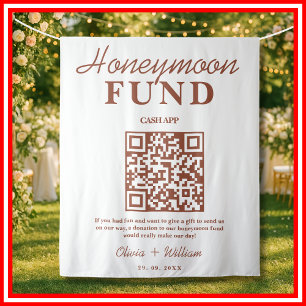 Burnt Orange Wedding Honeymoon Fund QR Backdrop