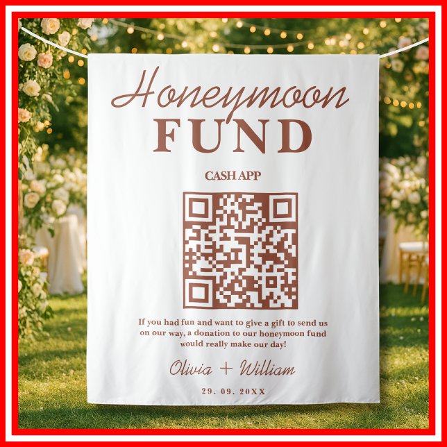 Burnt Orange Wedding Honeymoon Fund QR Backdrop (Creator Uploaded)