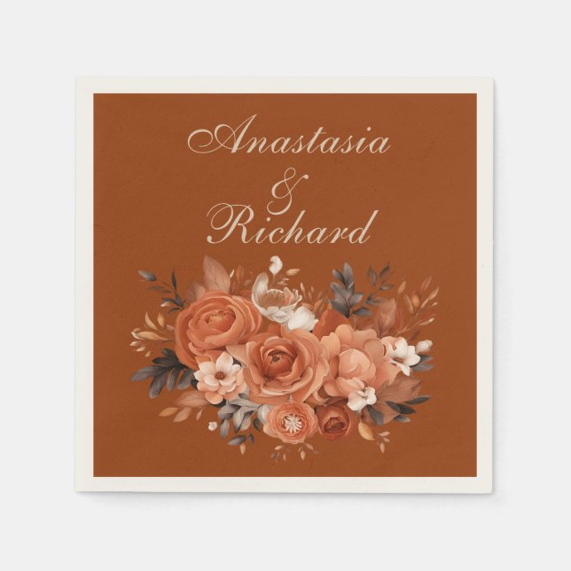 Burnt Orange Wedding Napkins (Front)