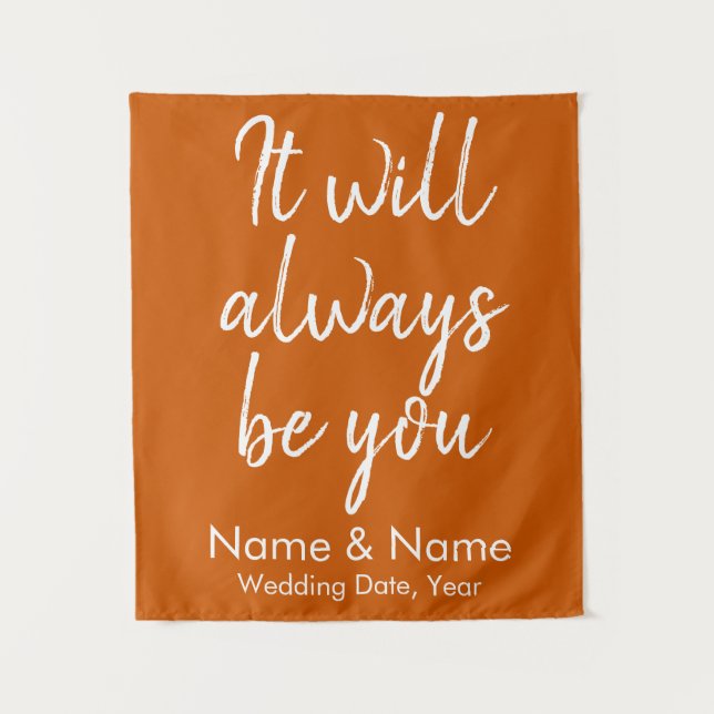 Burnt Orange Wedding Reception Photo Booth Prop Tapestry (Front)