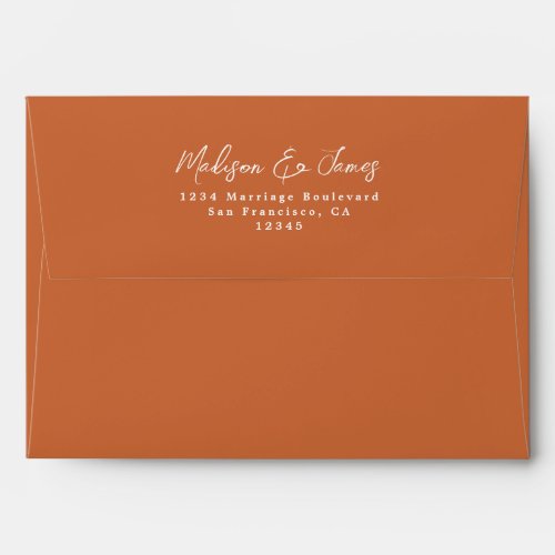 Burnt Orange Wedding Return Address Envelope