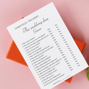 Burnt orange wedding shoe game, bridal shower game announcement