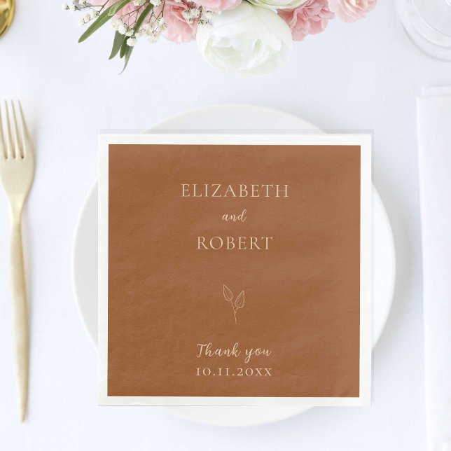 Burnt Orange Wedding Terracotta Simple Elegant Napkins (Creator Uploaded)