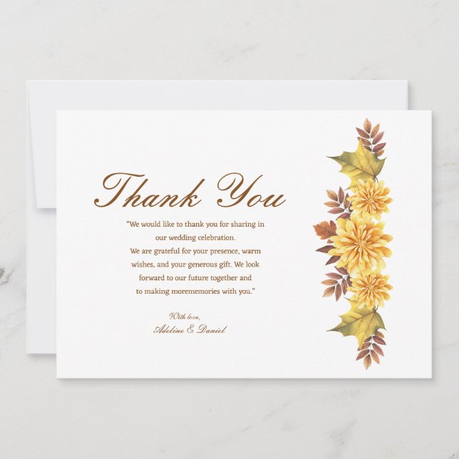 Burnt Orange Wedding Thank You Card (Front)