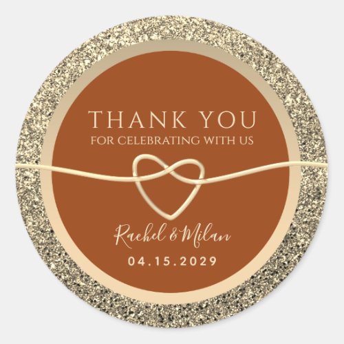 Burnt Orange Wedding Thank You Favor Classic Round Sticker