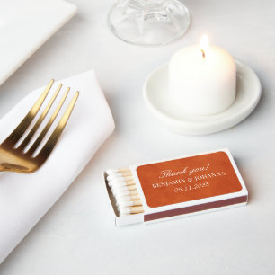 Burnt Orange Wedding Thank You Guest Favors Matchboxes