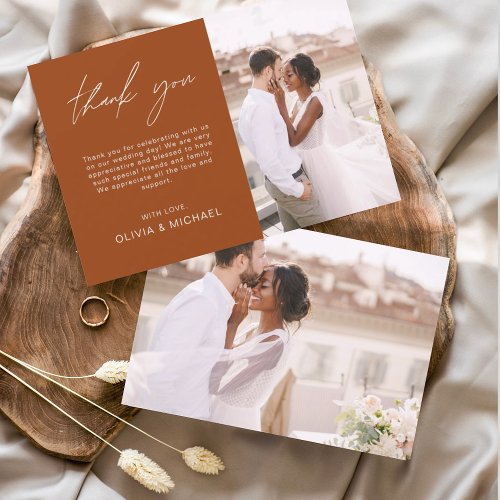 Burnt Orange Wedding Thank You Photo Simple