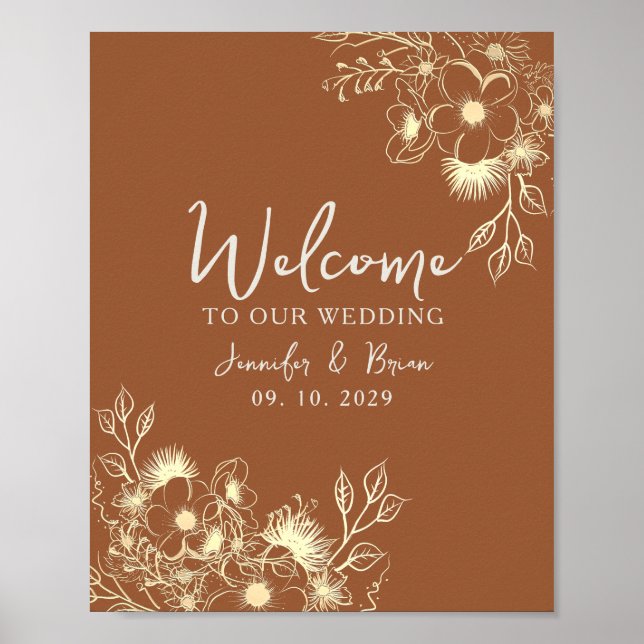 Burnt Orange Wedding Welcome Poster (Front)