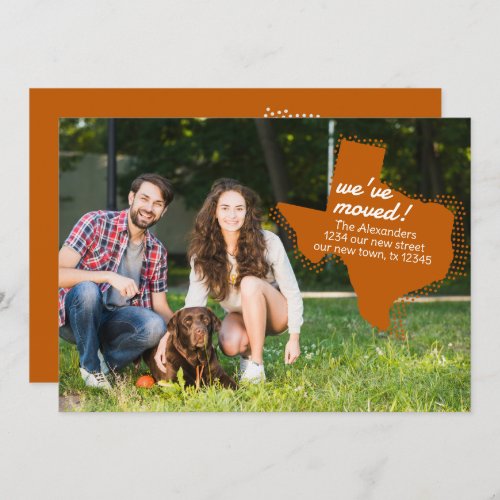 Burnt Orange Weve Moved _ Dotted Texas Moving Announcement
