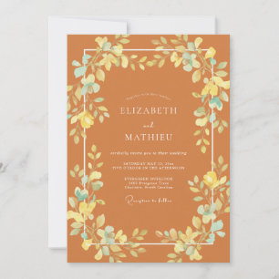 Burnt Orange Whimsical Bloom Wedding Invitation