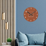 Burnt orange white business logo round clock<br><div class="desc">A burnt orange,  terracotta colored background. Personalize and add your business,  company logo.  White clock numbers.</div>